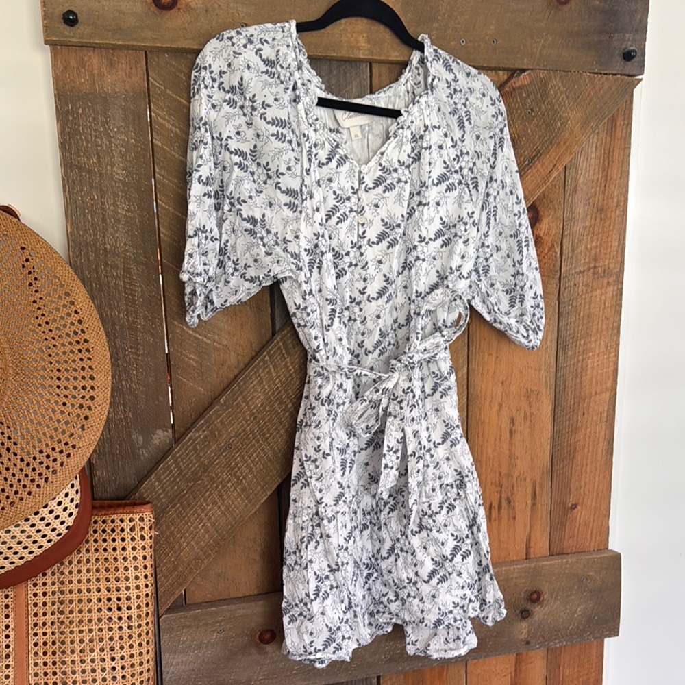 Cleobella Blue and White Ruffled Tiered Sundress